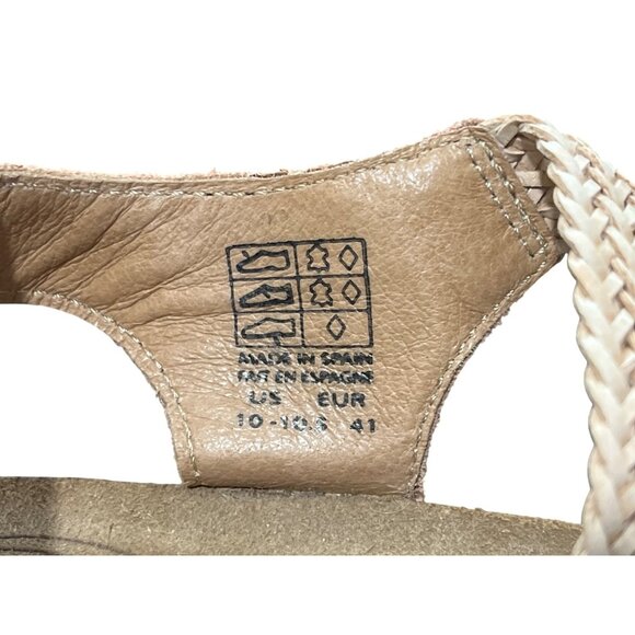 Taos Trulie Braided Leather Cork Sandals Beige Pink Stone Size 41 / US 10 - Picture 8 of 10